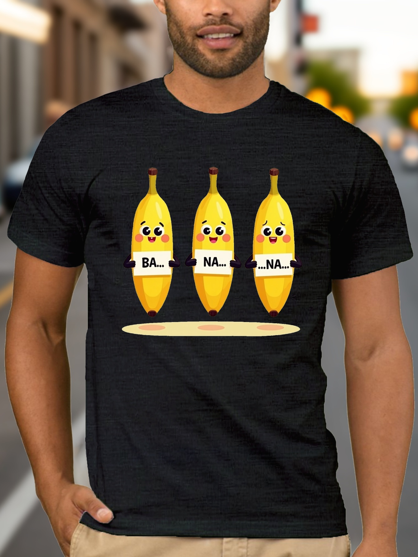 Tee Graphic Print - Funny Banana Halloween Graphic T-Shirt -