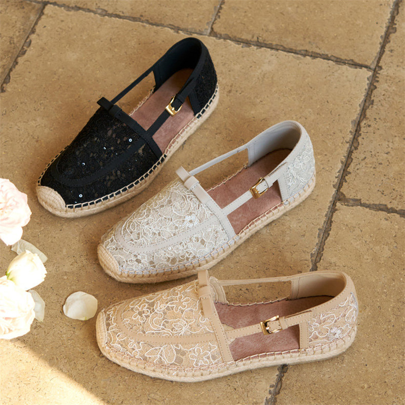 Espadrille Slip On - J&M Women Loafers Korean Floral Lace