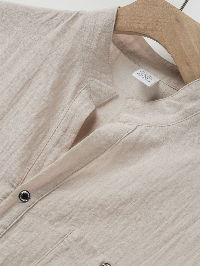 Men's Cotton Linen Henley Shir - Linen Shirt Breathable incelemesi ve fiyatı