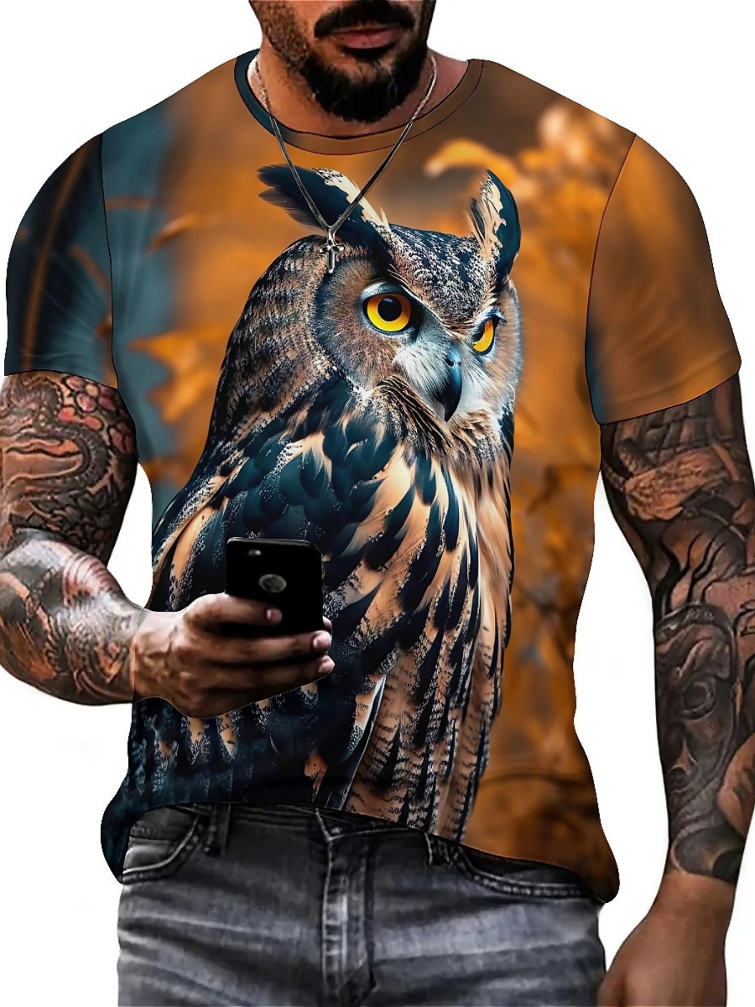 Men's & Women's 3D Print Owl G - Tee Graphic Print incelemesi ve fiyatı