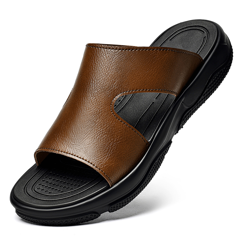 Men's Leather Slide Sandals No - Flip Flop Leather Men incelemesi ve fiyatı