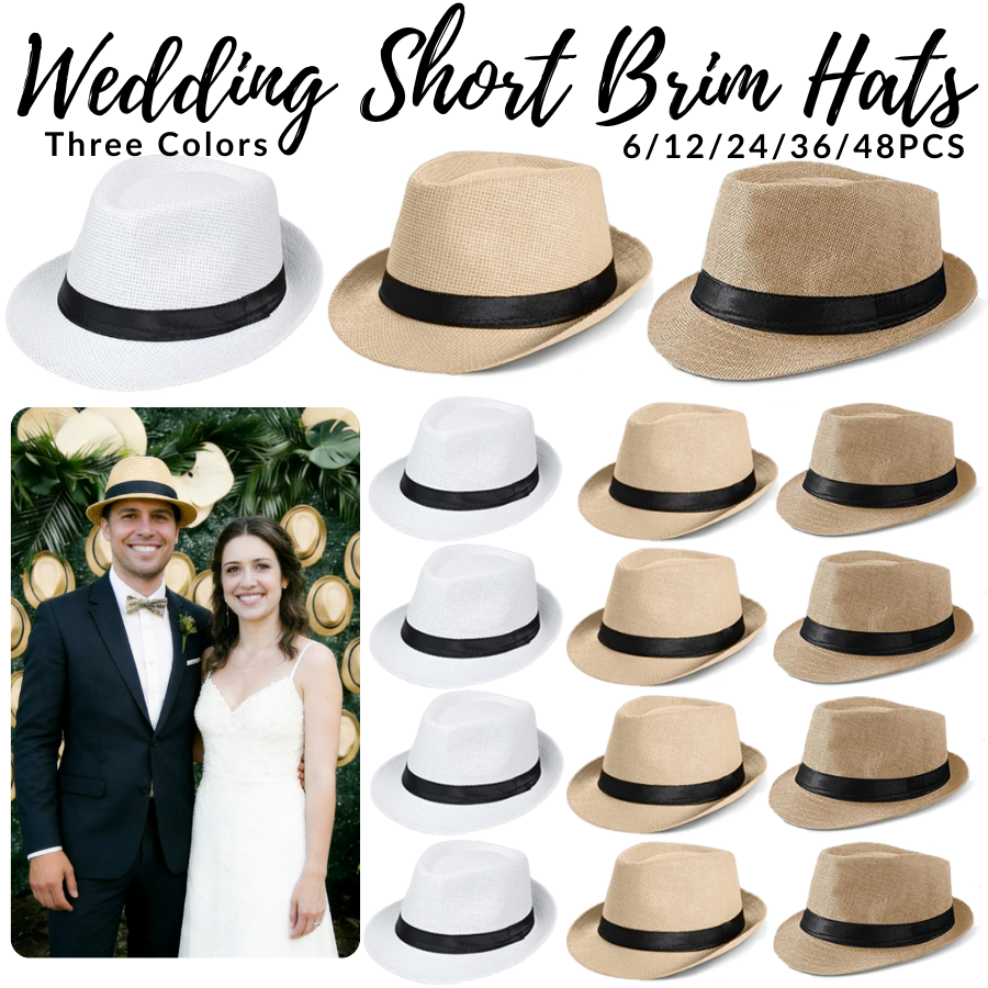 6-48PACK Wedding Straw Fedora  - Bucket Hat Straw incelemesi ve fiyatı