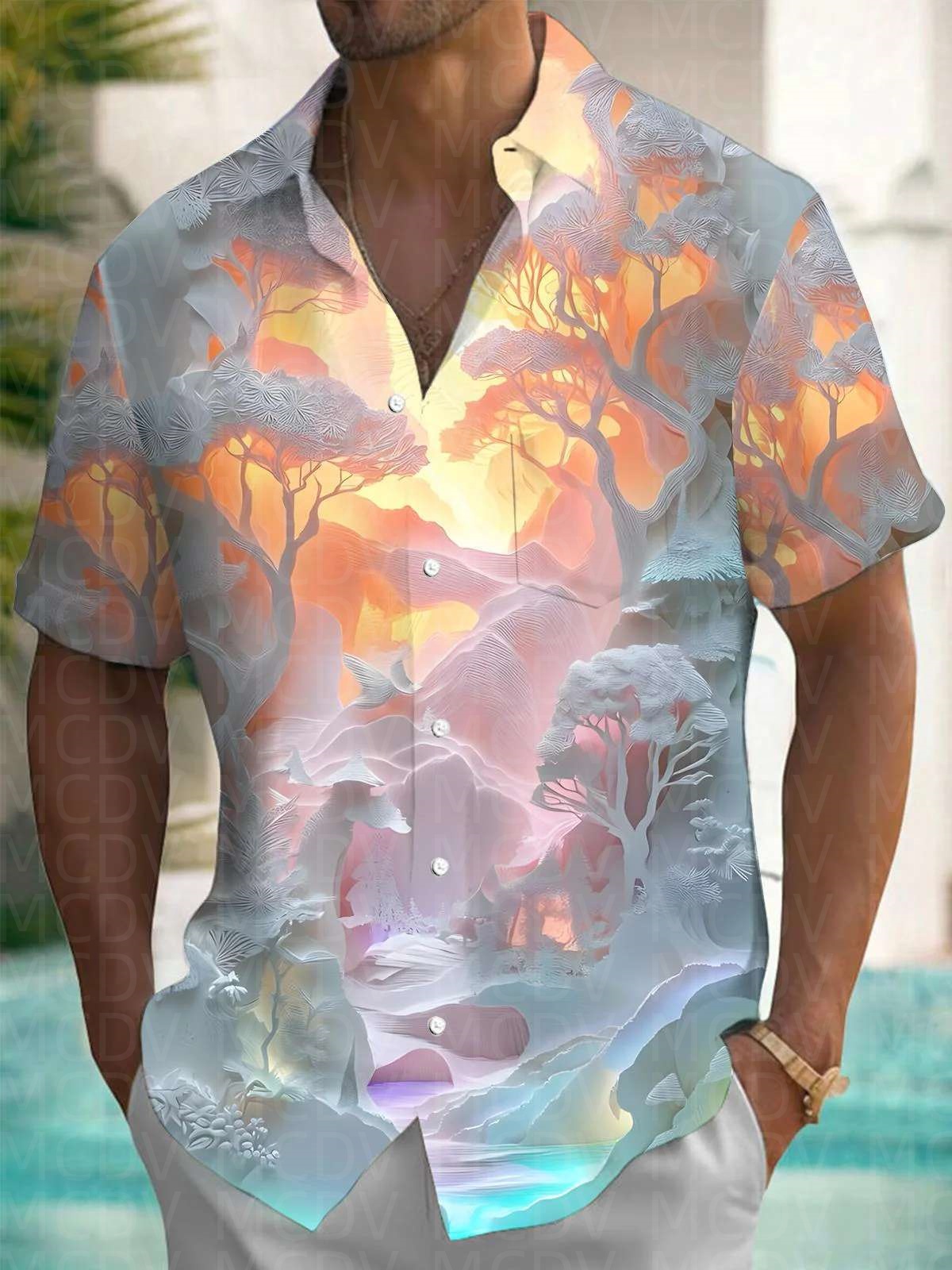 Trump Pattern Men's Hawaiian S - Shirt Camp Collar incelemesi ve fiyatı