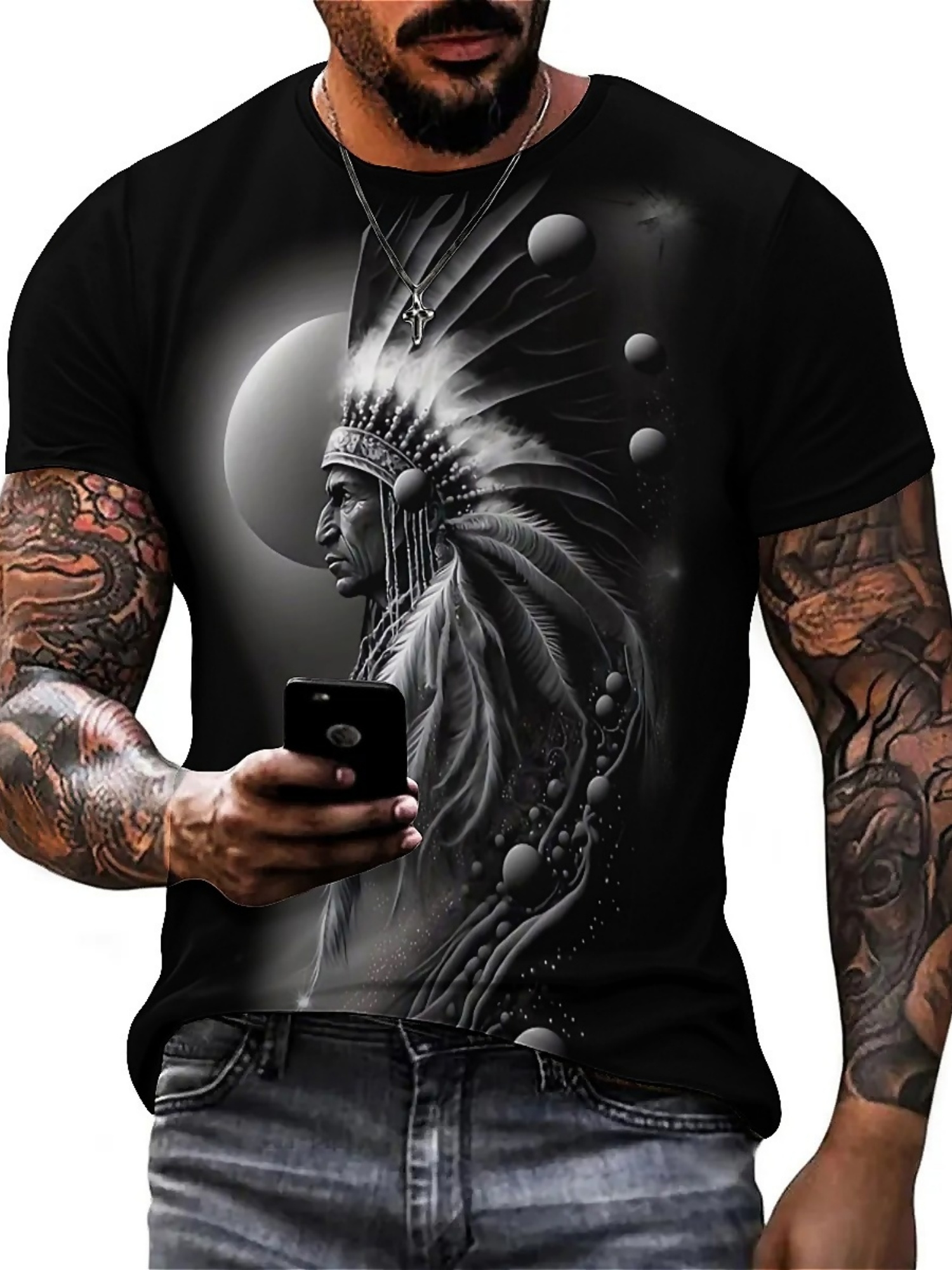Men's 3D Printed Tribal Chieft - Tee Graphic Print incelemesi ve fiyatı