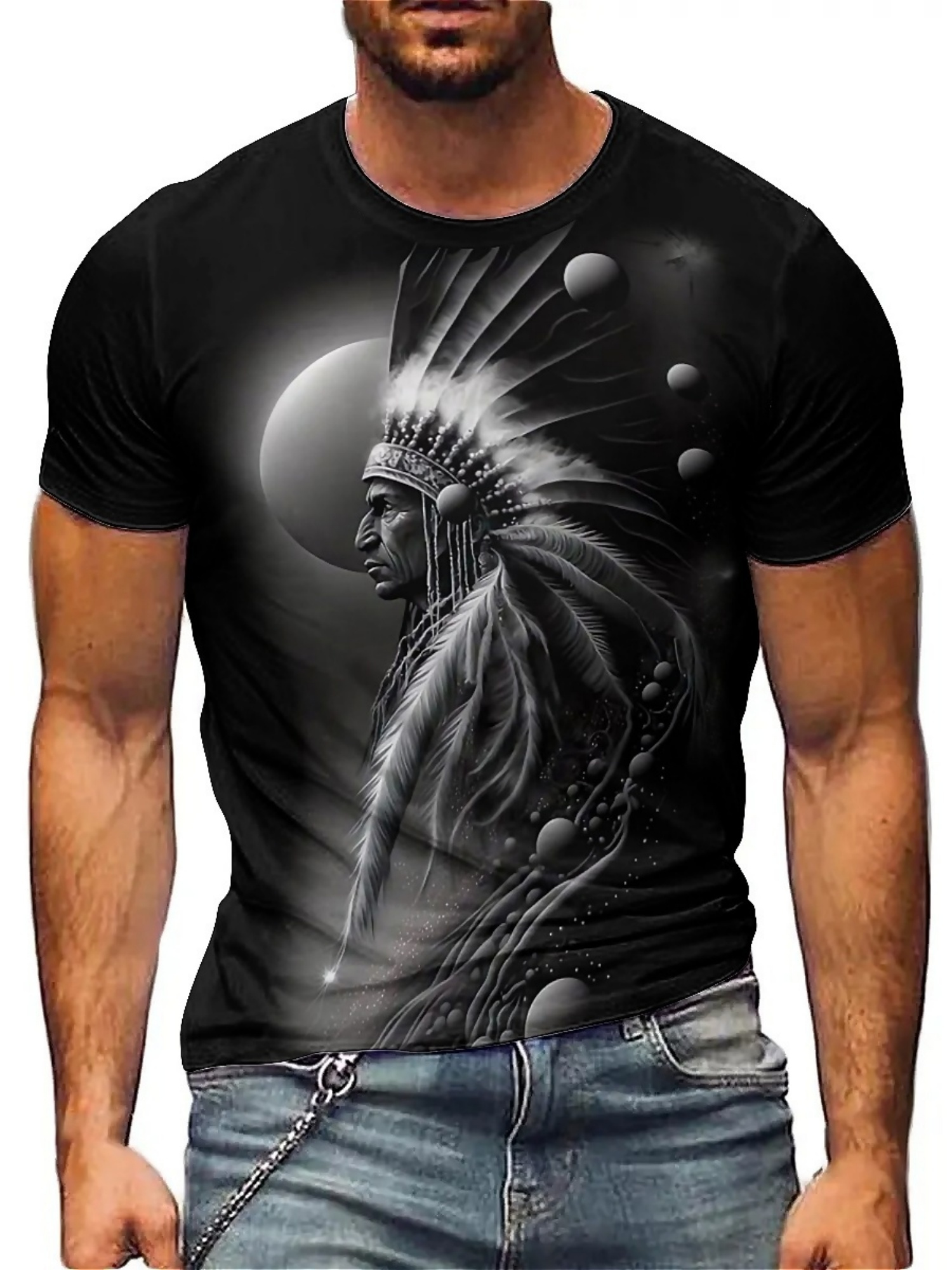 Men's 3D Printed Tribal Chieft - Tee Graphic Print incelemesi ve fiyatı