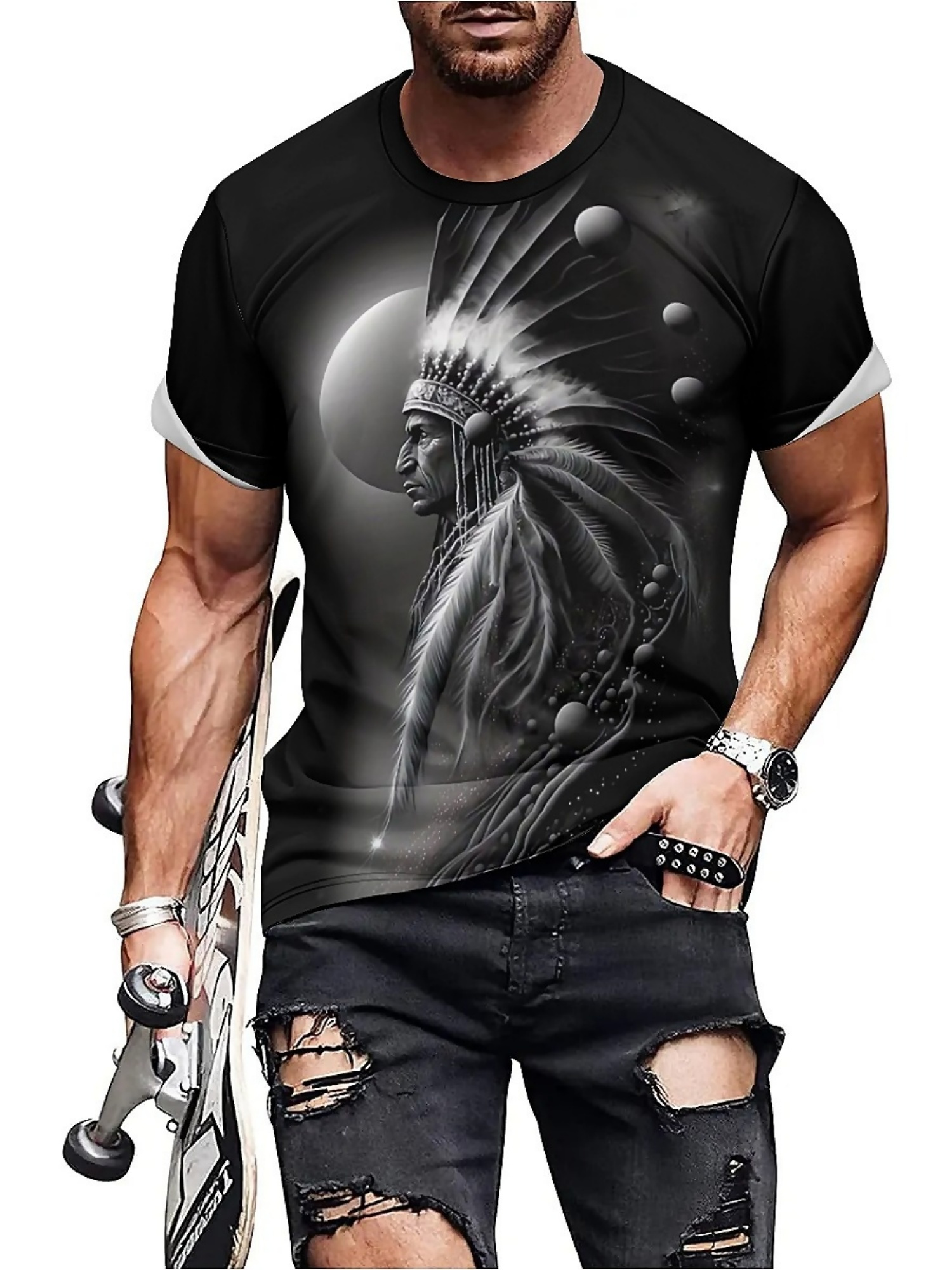 Men's 3D Printed Tribal Chieft - Tee Graphic Print incelemesi ve fiyatı