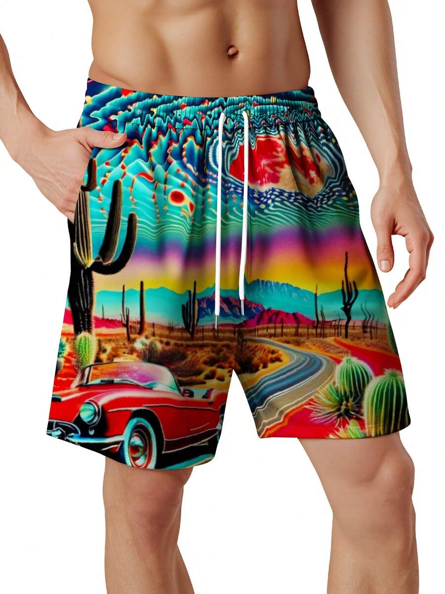 Mens Desert Scene Swim Trunks  - Swim Trunk Quick Dry incelemesi ve fiyatı