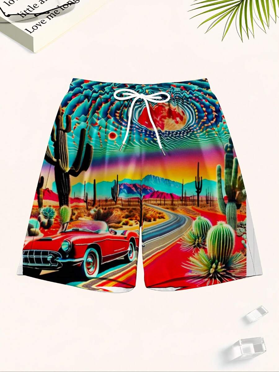 Mens Desert Scene Swim Trunks  - Swim Trunk Quick Dry incelemesi ve fiyatı