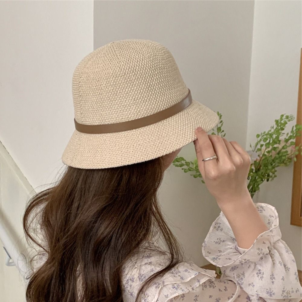 Korean PU Leather Belt Women S - Bucket Hat Straw incelemesi ve fiyatı