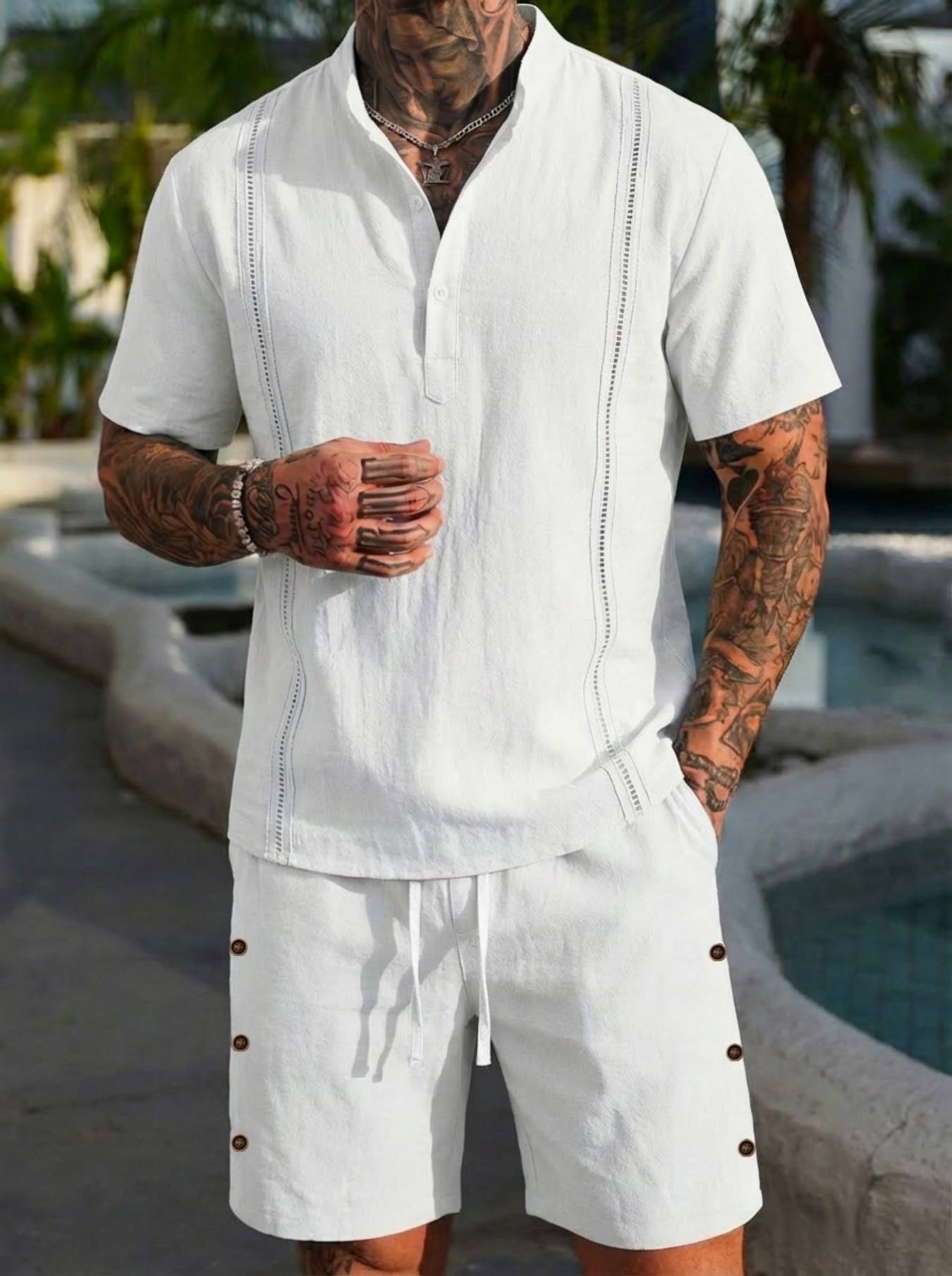 2026 men's summer beach casual - Short Linen Drawstring incelemesi ve fiyatı