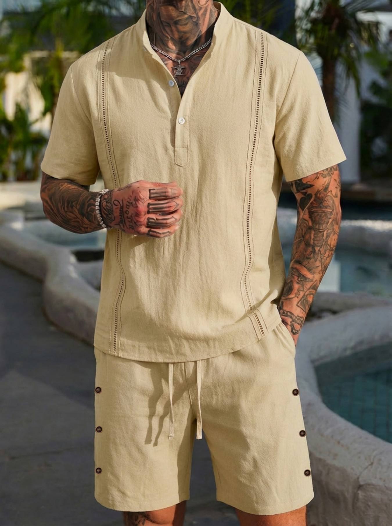 2026 men's summer beach casual - Short Linen Drawstring incelemesi ve fiyatı