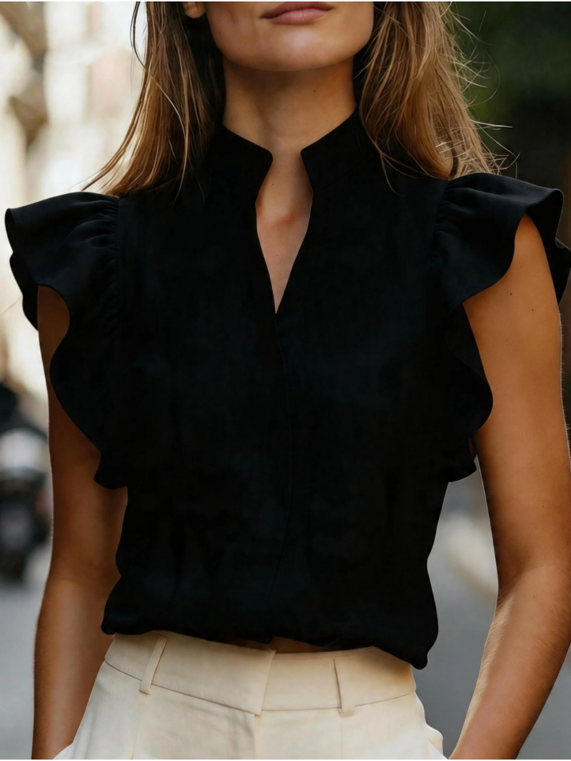 Sleeveless Ruffle Sleeve Top S - Shirt Camp Collar incelemesi ve fiyatı