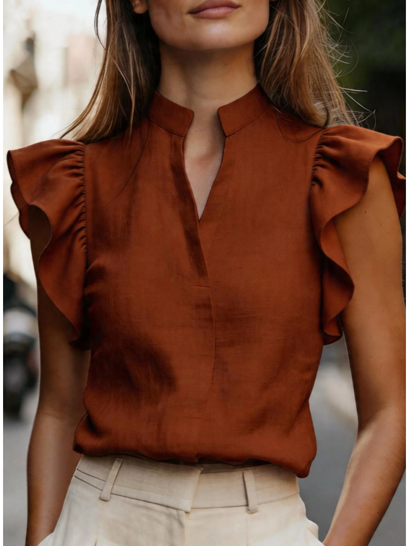 Sleeveless Ruffle Sleeve Top S - Shirt Camp Collar incelemesi ve fiyatı