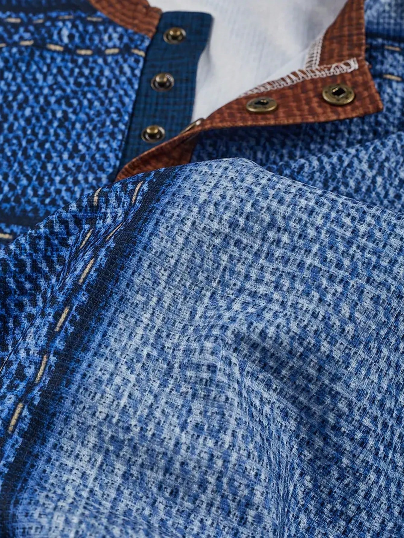 Men's Denim-Print Long Sleeve  - Tee Graphic Print incelemesi ve fiyatı