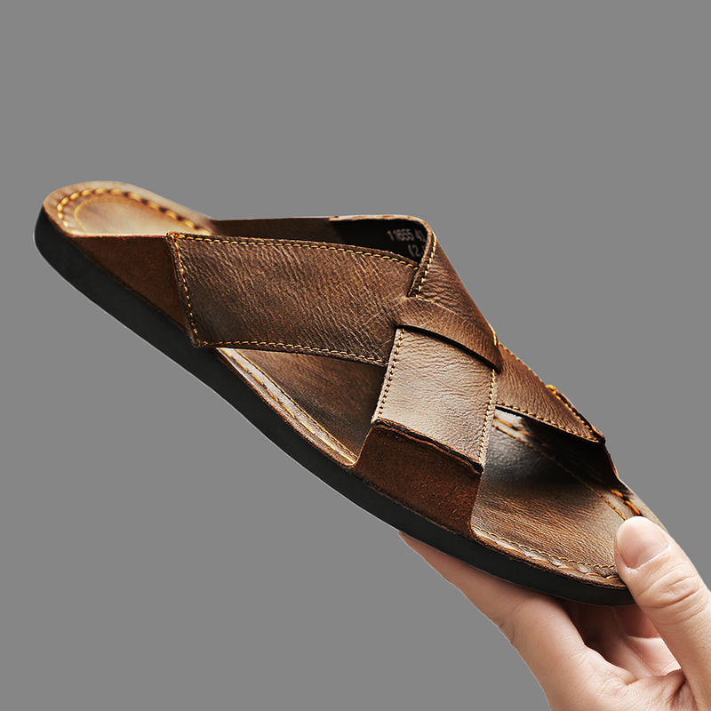 Fashion Genuine Leather Men Sl - Flip Flop Leather Men incelemesi ve fiyatı