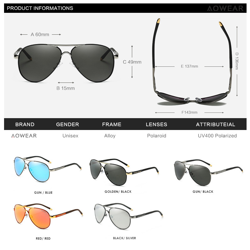 AOWEAR Men's Aviation Sunglass - Sunglasses Aviator Polarized incelemesi ve fiyatı
