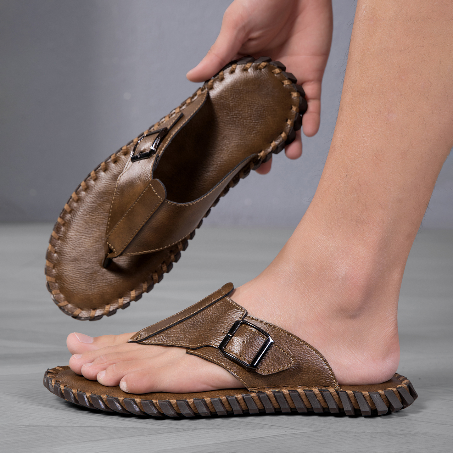 2026 Summer New Men's Plus Siz - Flip Flop Leather Men incelemesi ve fiyatı