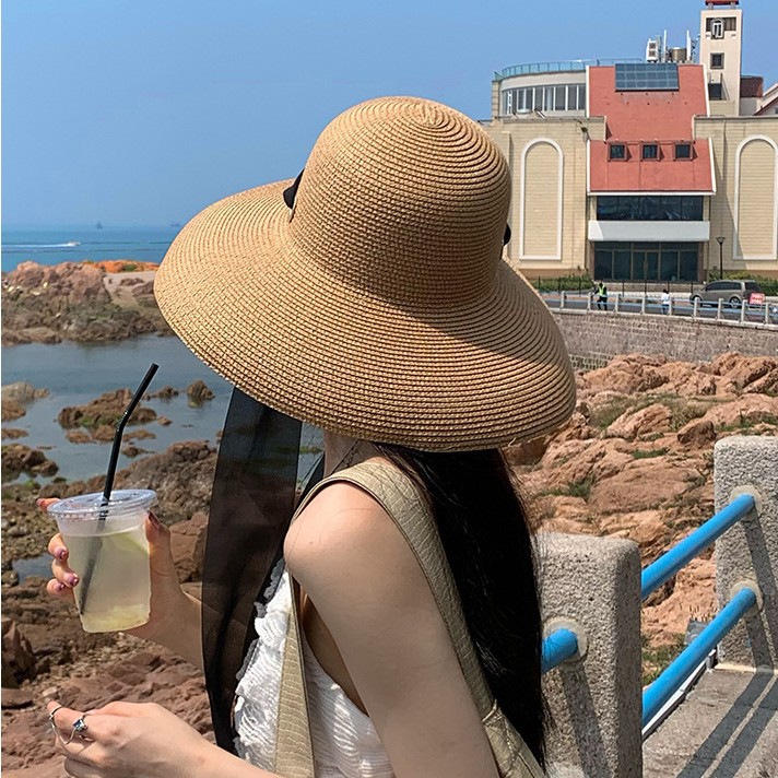 French Summer Elegant Long Rib - Bucket Hat Straw incelemesi ve fiyatı