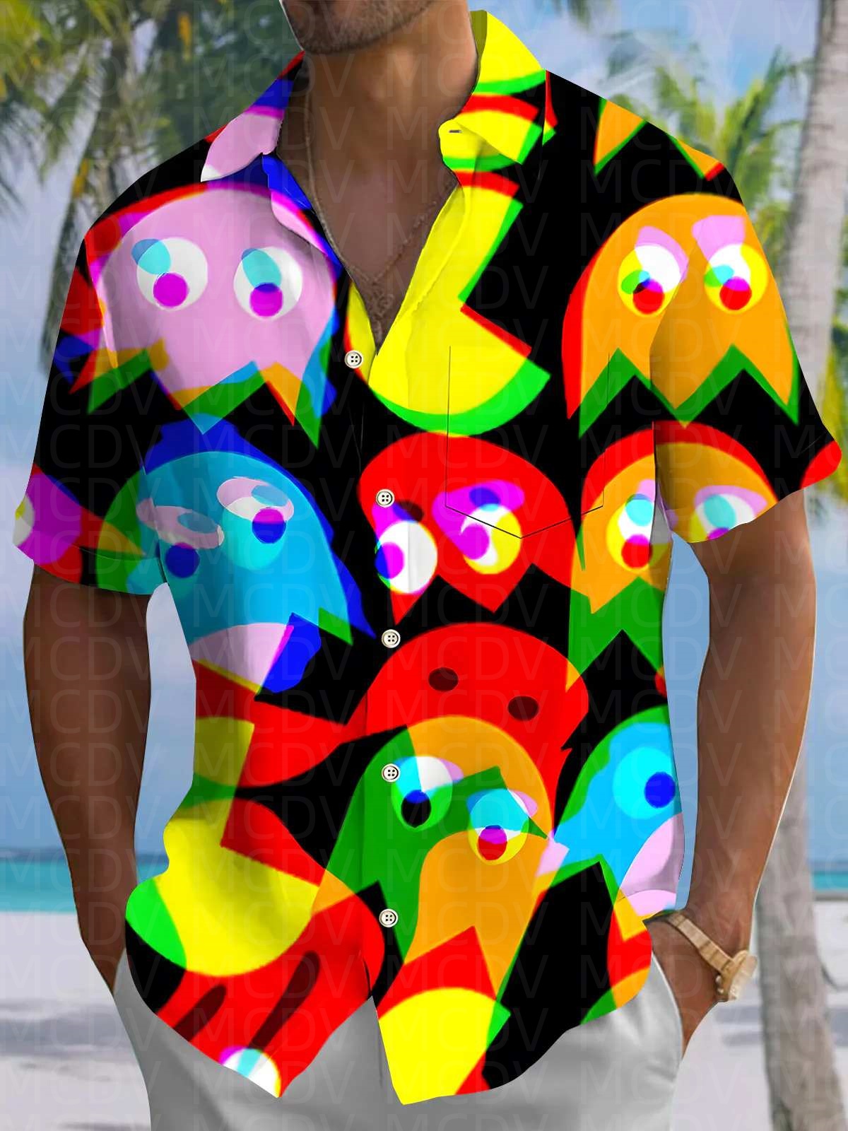 Insects Pattern Men's Hawaiian - Shirt Camp Collar incelemesi ve fiyatı