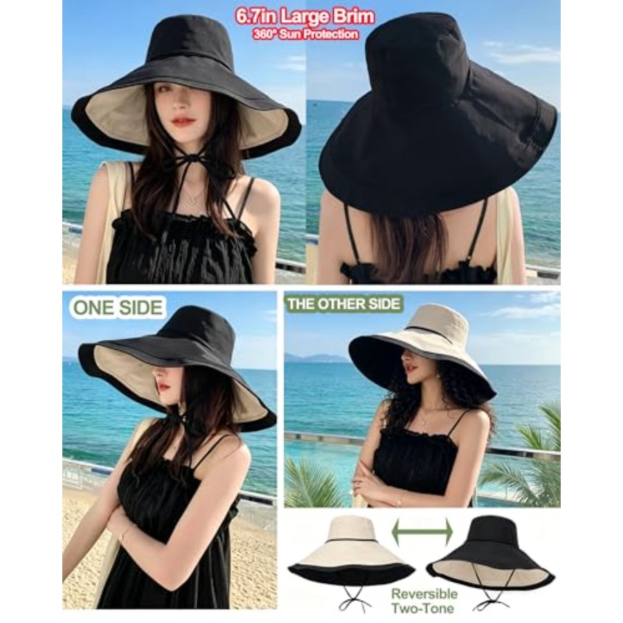 Extra Wide-Brim Sun Hats Women - Packable Hat Nylon incelemesi ve fiyatı