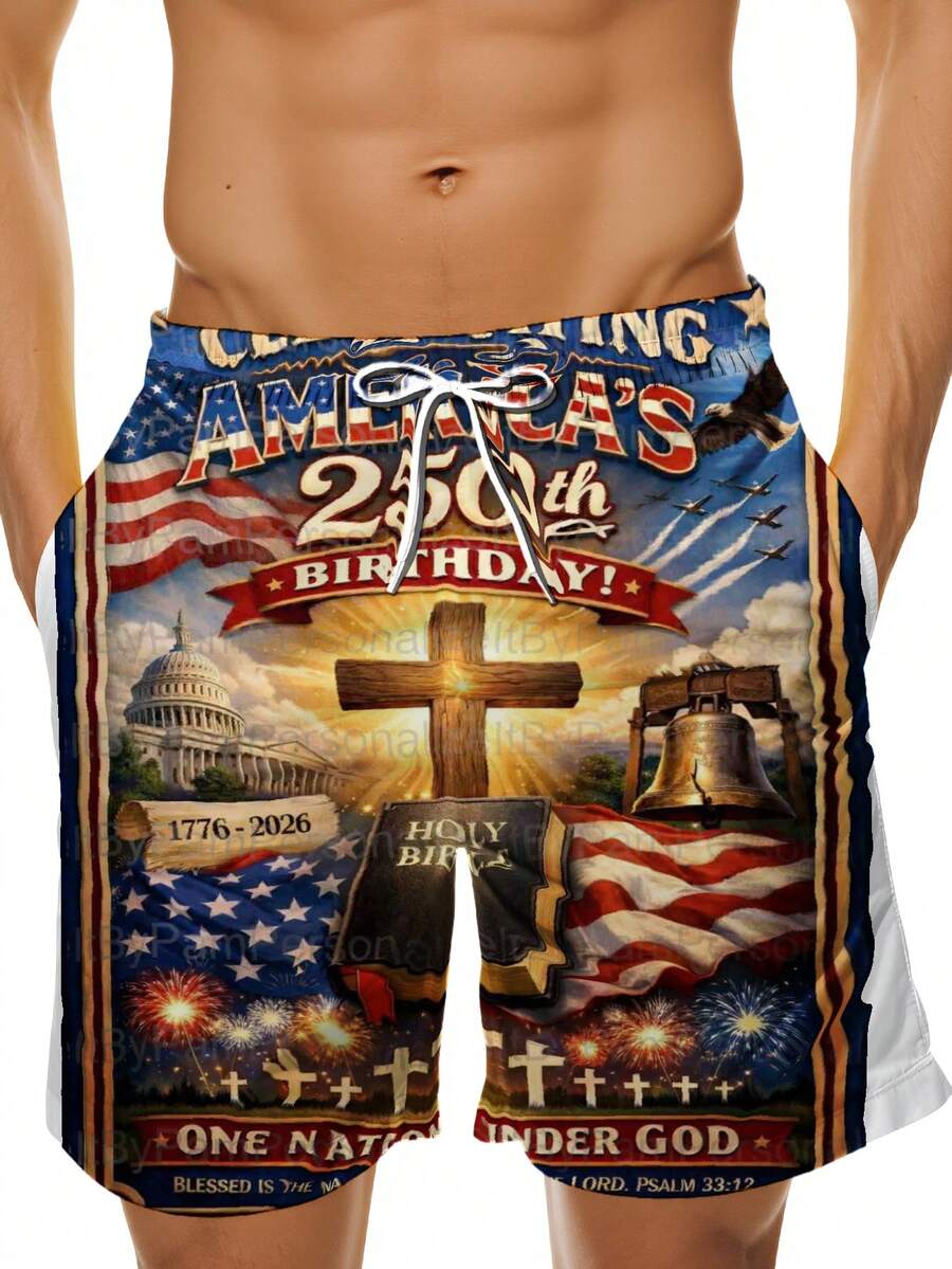 Mens Patriotic Swim Trunks 250 - Swim Trunk Quick Dry incelemesi ve fiyatı