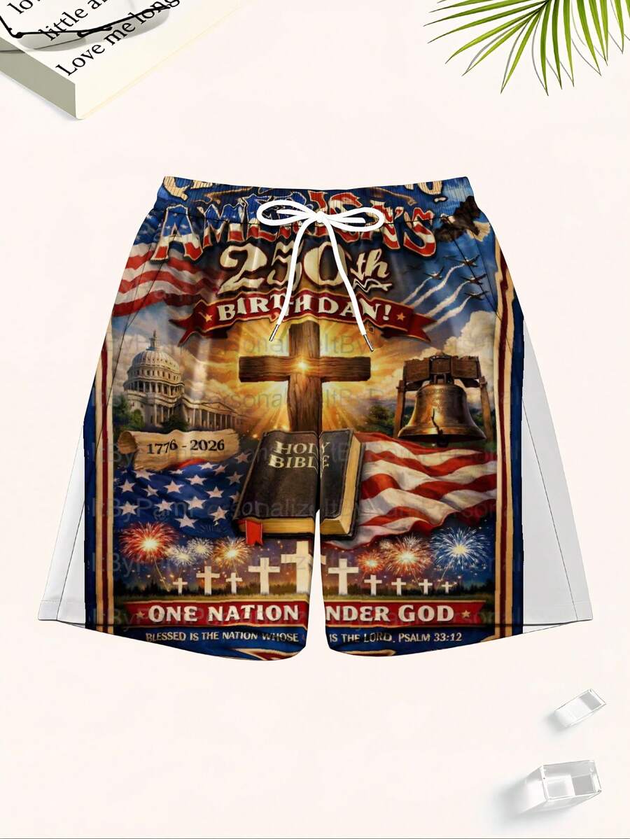 Mens Patriotic Swim Trunks 250 - Swim Trunk Quick Dry incelemesi ve fiyatı