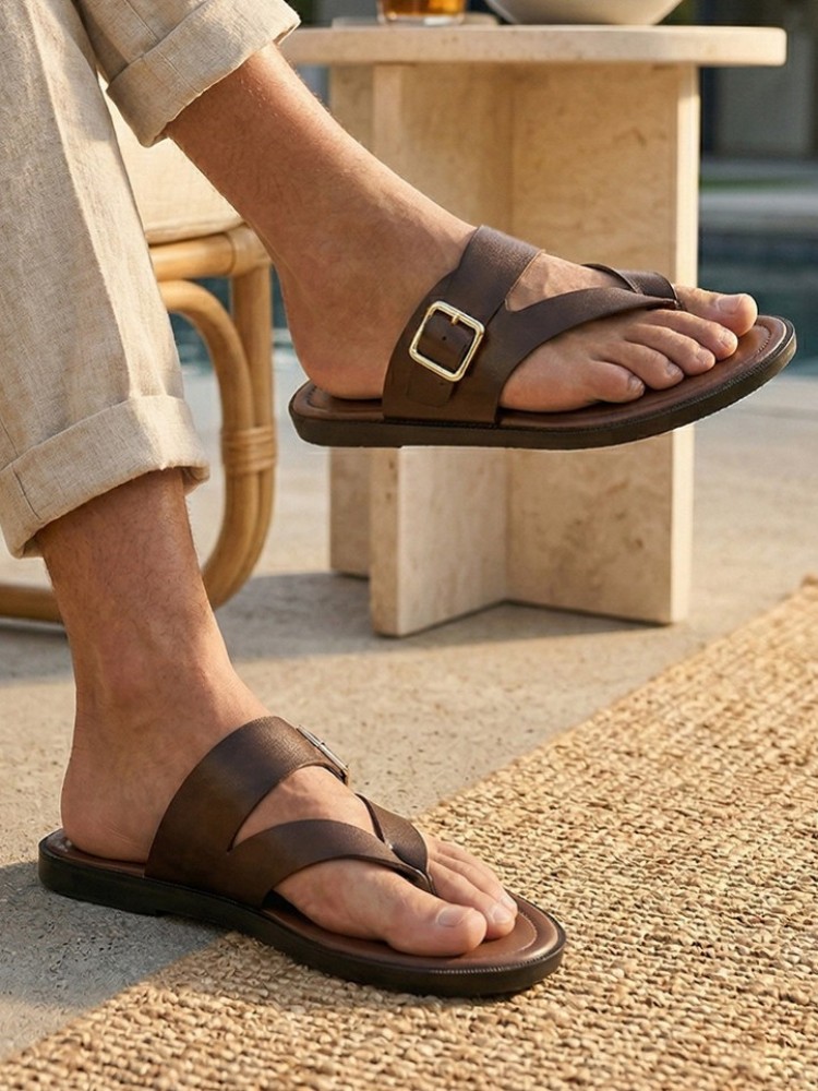 Outside Summer Mens Flat Shoes - Flip Flop Leather Men incelemesi ve fiyatı