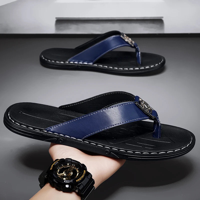Men's Flip-flops Solid Color w - Flip Flop Leather Men incelemesi ve fiyatı
