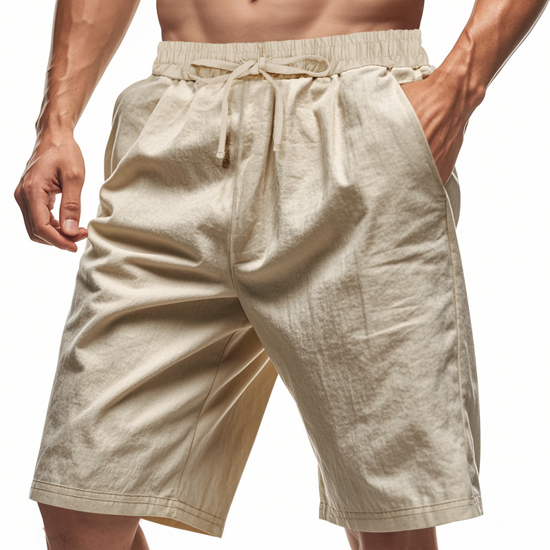 2026 New Men Cotton Linen Beac - Short Linen Drawstring incelemesi ve fiyatı