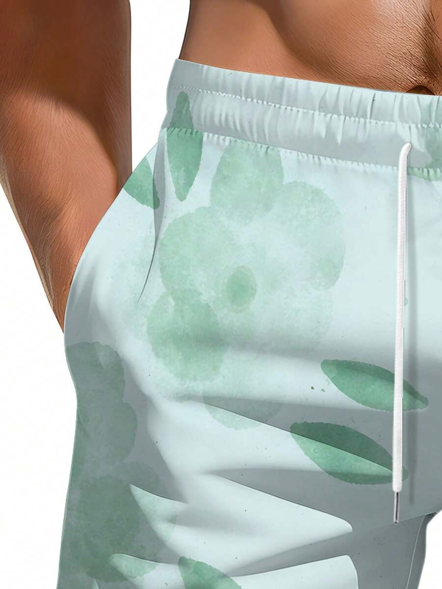 Mens Floral Print Beach Shorts - Swim Trunk Quick Dry incelemesi ve fiyatı