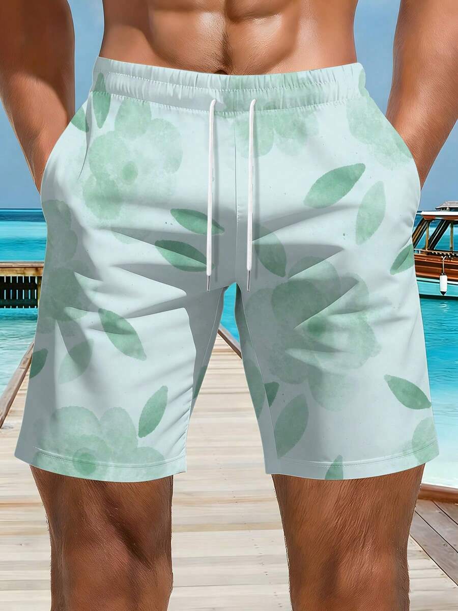 Mens Floral Print Beach Shorts - Swim Trunk Quick Dry incelemesi ve fiyatı
