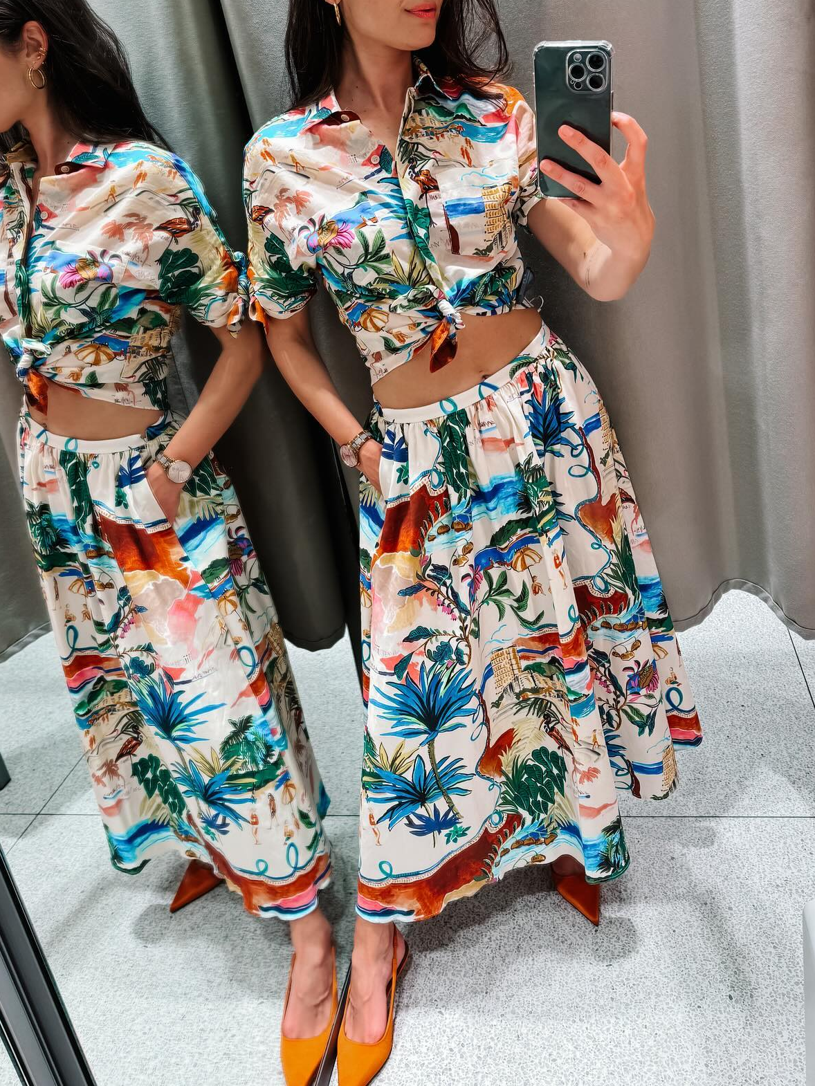 Chic Printed Lapel Single Brea - Resort Shirt Floral incelemesi ve fiyatı
