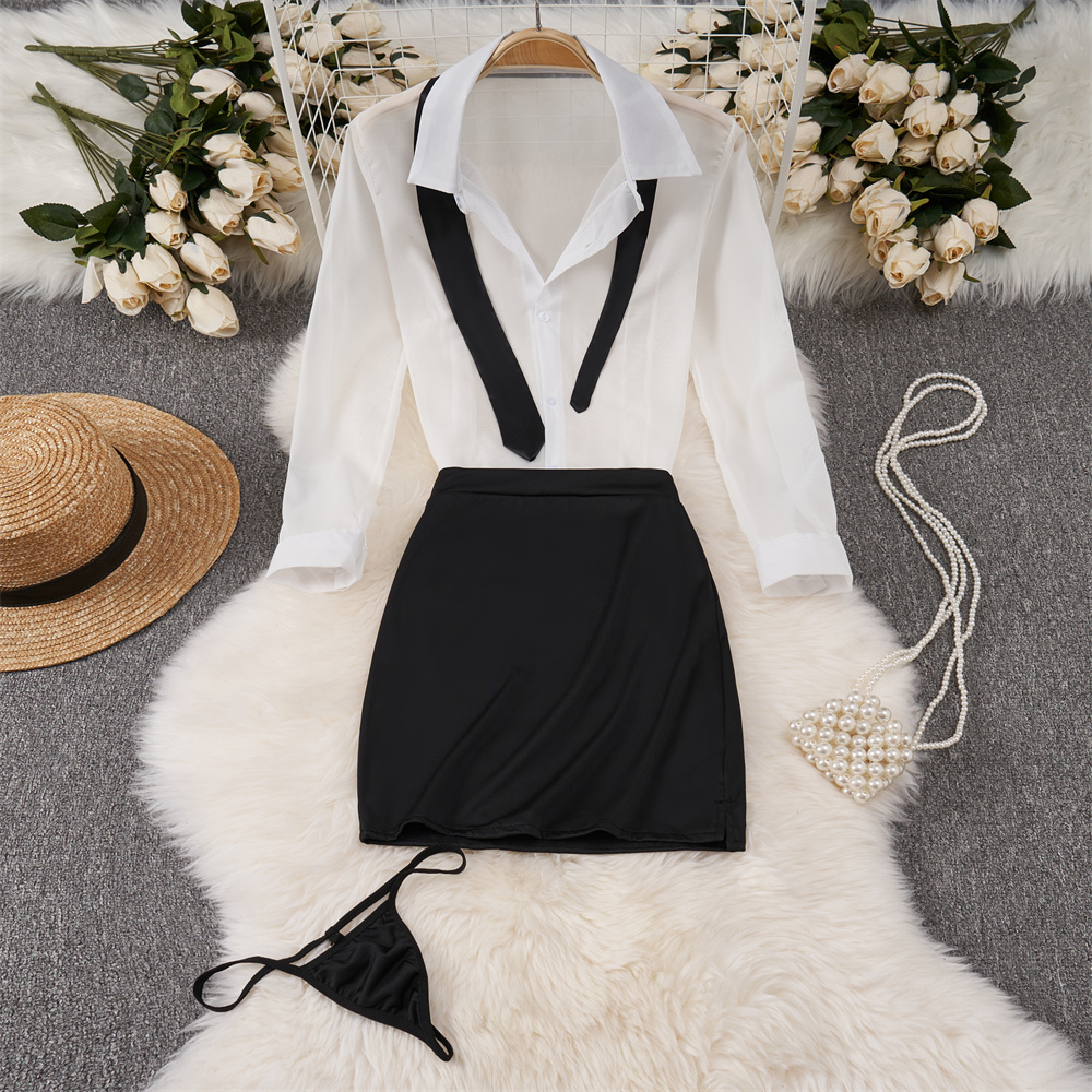 Sexy Transparent Long Sleeve S - Shirt Camp Collar incelemesi ve fiyatı