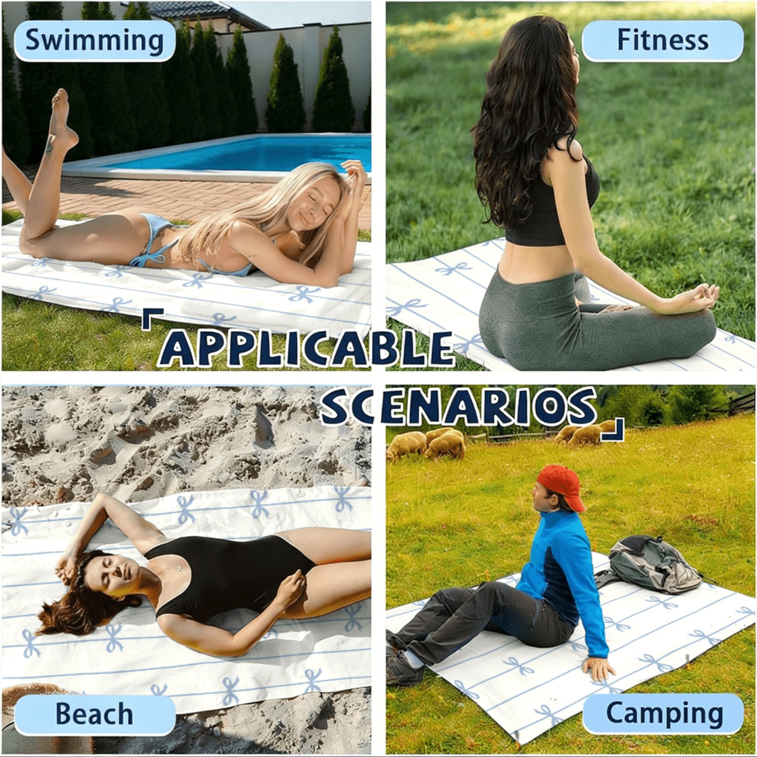 1pc Summer Beach Towel Blue Ri - Beach Towel Large incelemesi ve fiyatı