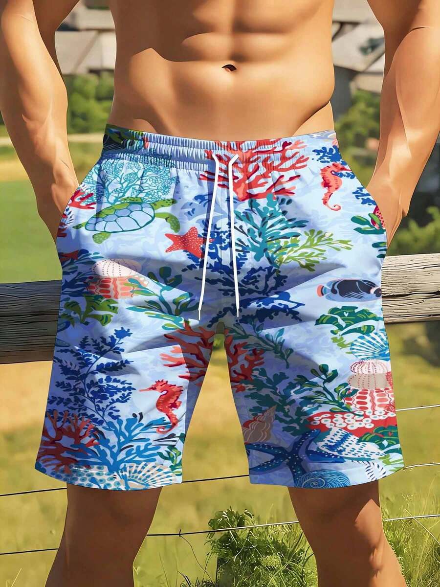 Mens Ocean Life Print Swim Tru - Swim Trunk Quick Dry incelemesi ve fiyatı