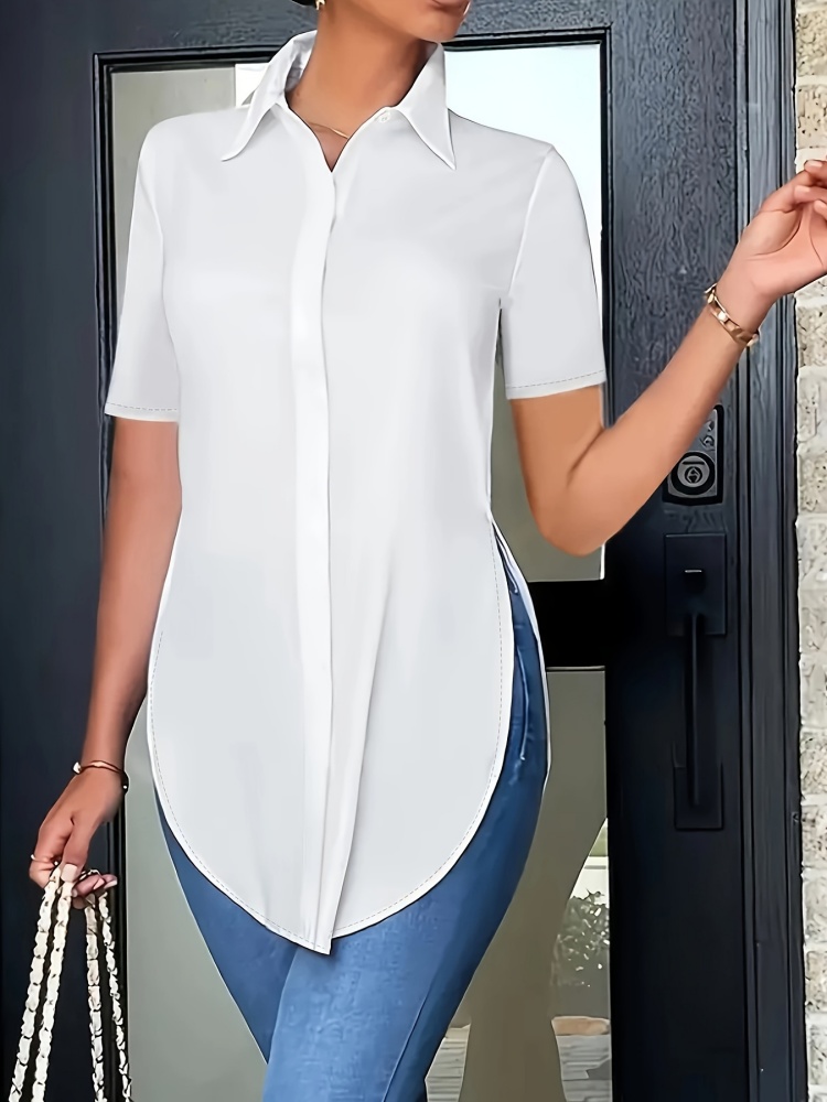 Plus Size Women Office Lady Wh - Shirt Camp Collar incelemesi ve fiyatı