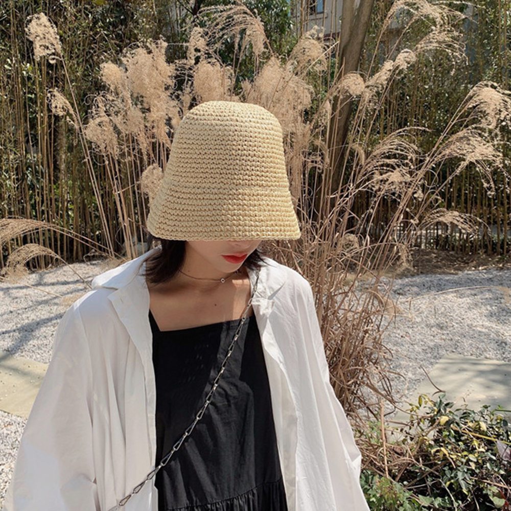 Hot Women's Fashion Summer Cap - Bucket Hat Straw incelemesi ve fiyatı