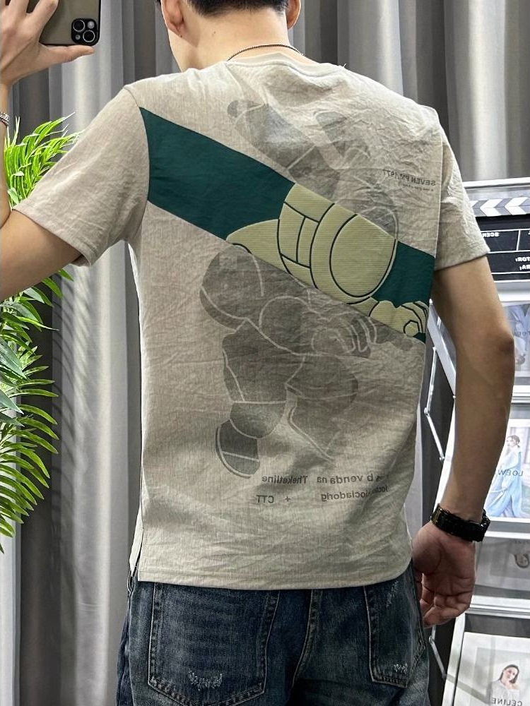 Male Tees Shirts White Linen T - Short Linen Drawstring incelemesi ve fiyatı