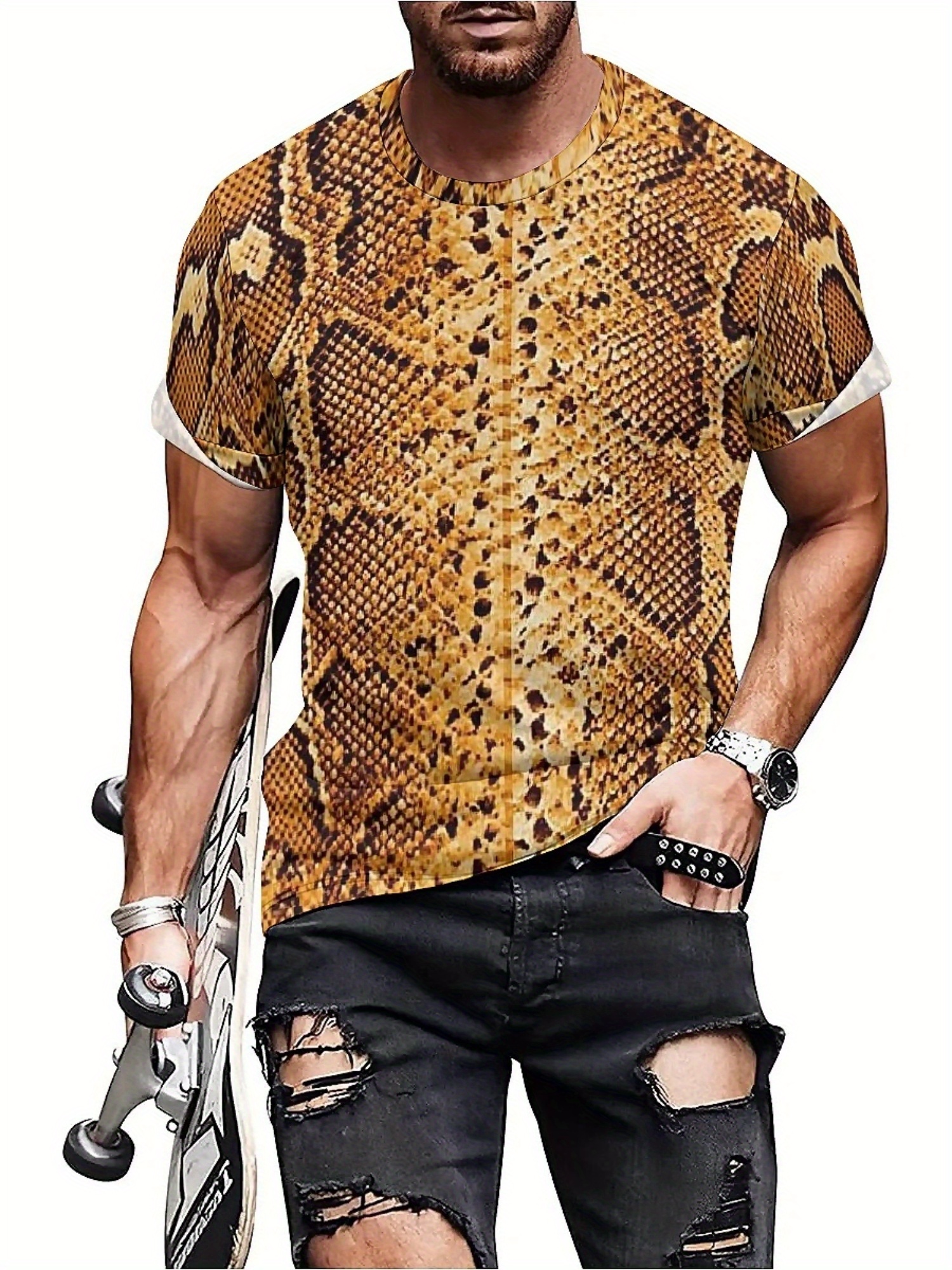 Men'S 3D Print Snake Graphic T - Tee Graphic Print incelemesi ve fiyatı