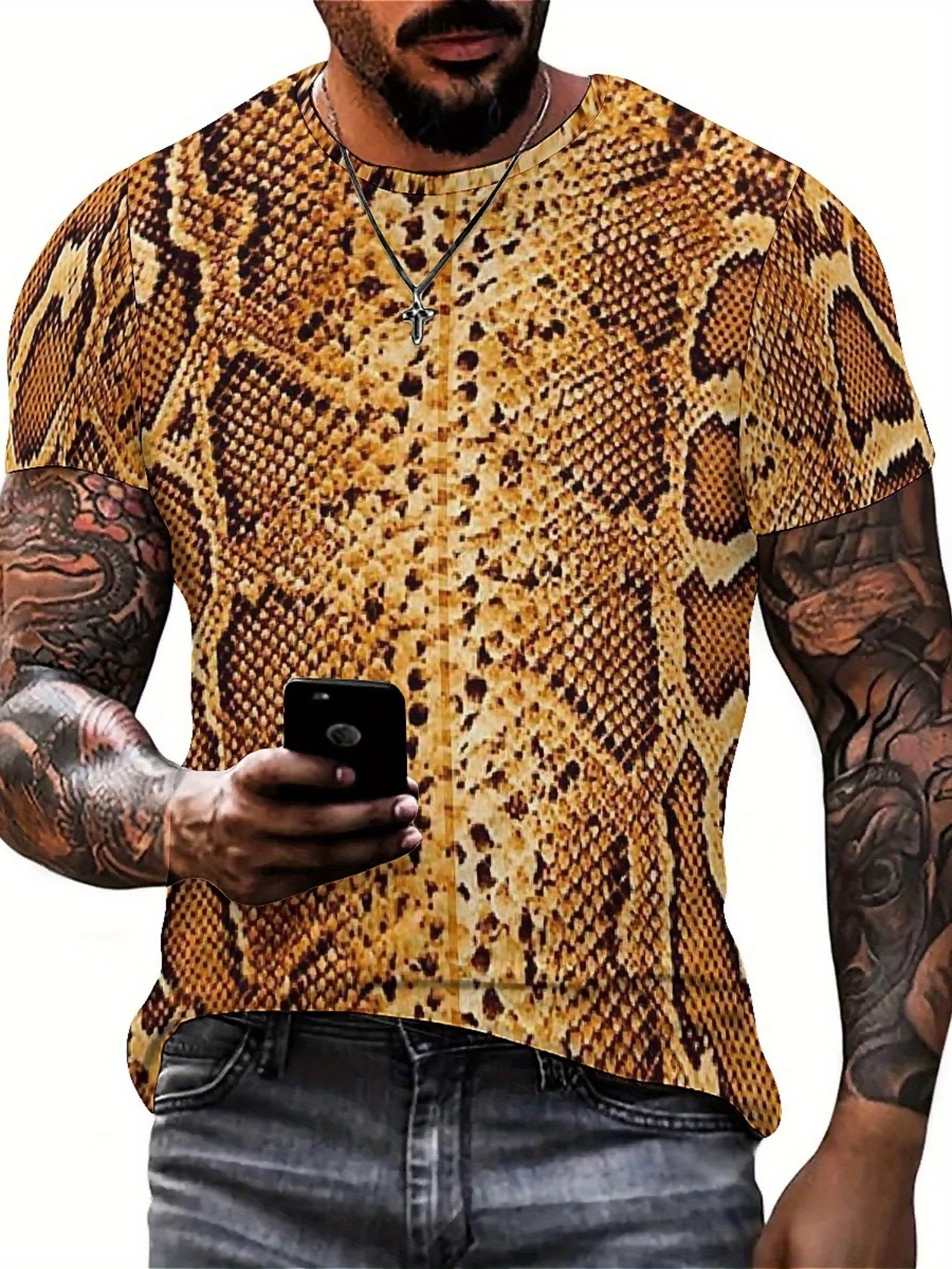 Men'S 3D Print Snake Graphic T - Tee Graphic Print incelemesi ve fiyatı