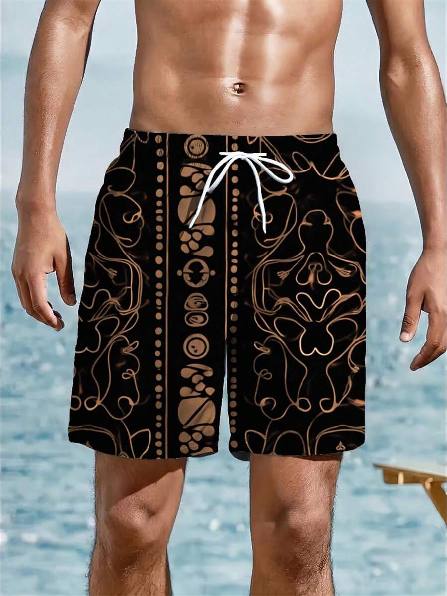Mens Abstract Geometric Print  - Swim Trunk Quick Dry incelemesi ve fiyatı