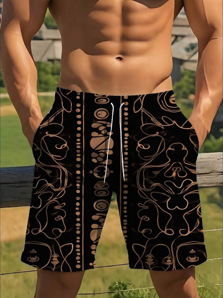 Mens Abstract Geometric Print  - Swim Trunk Quick Dry incelemesi ve fiyatı