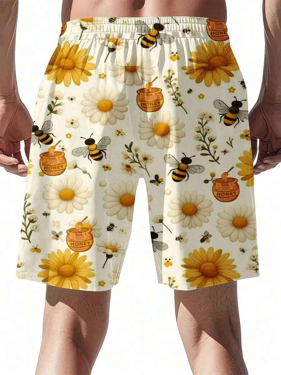 Mens Bee And Daisy Print Swim  - Swim Trunk Quick Dry incelemesi ve fiyatı