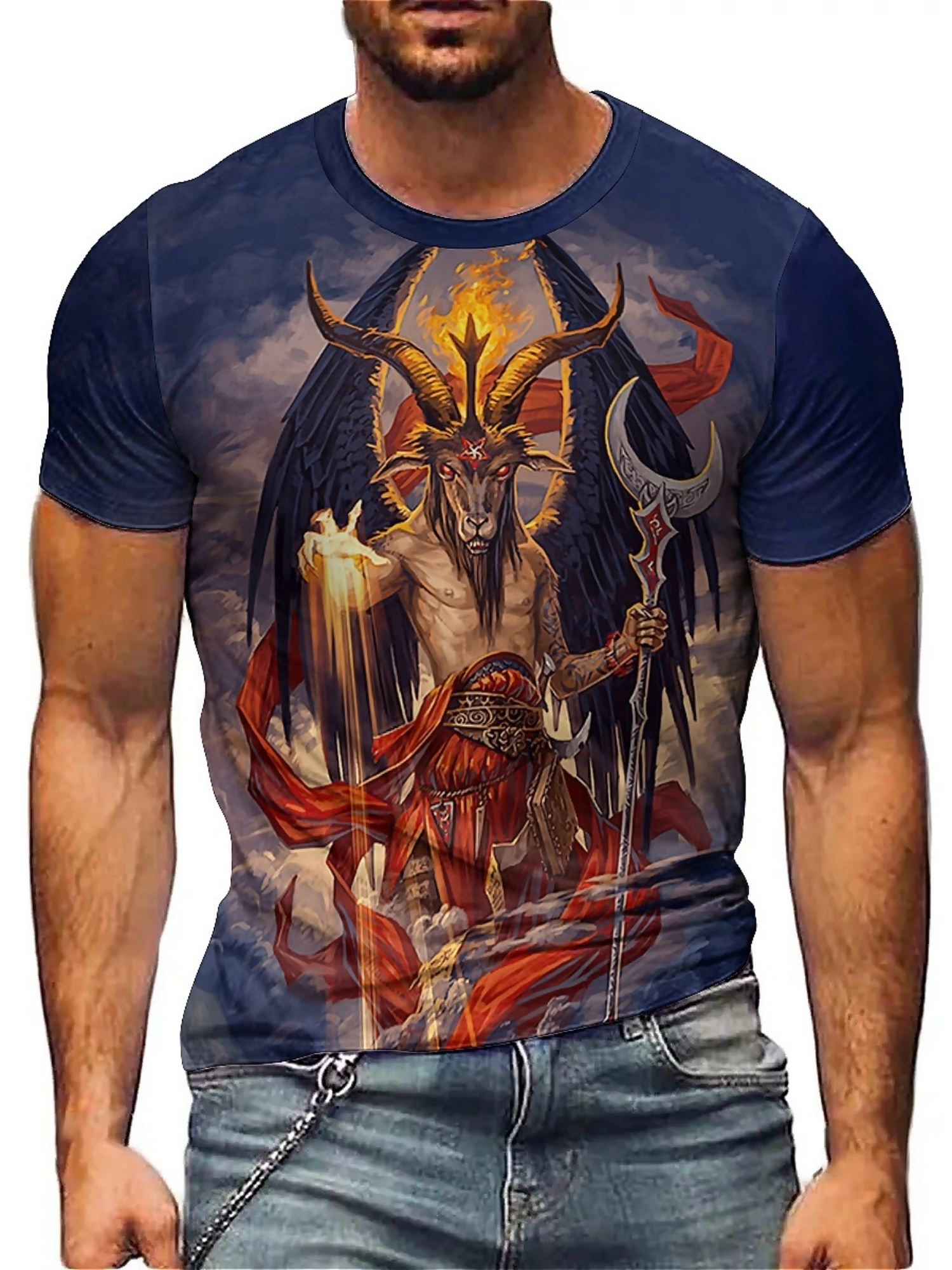 Men's 3D Demon Print T-Shirt | - Tee Graphic Print incelemesi ve fiyatı