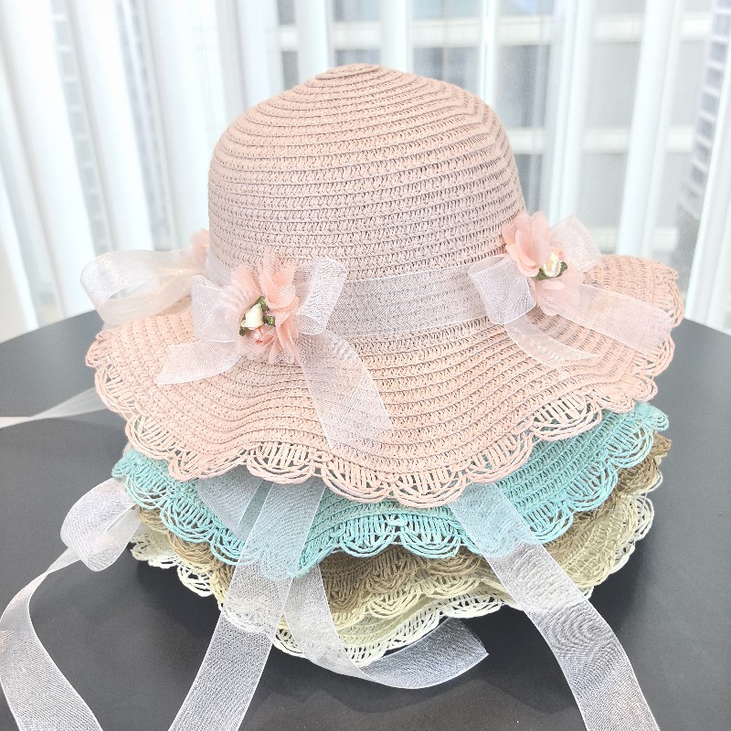 Girls 2pcs Straw Hat Solid Col - Bucket Hat Straw incelemesi ve fiyatı